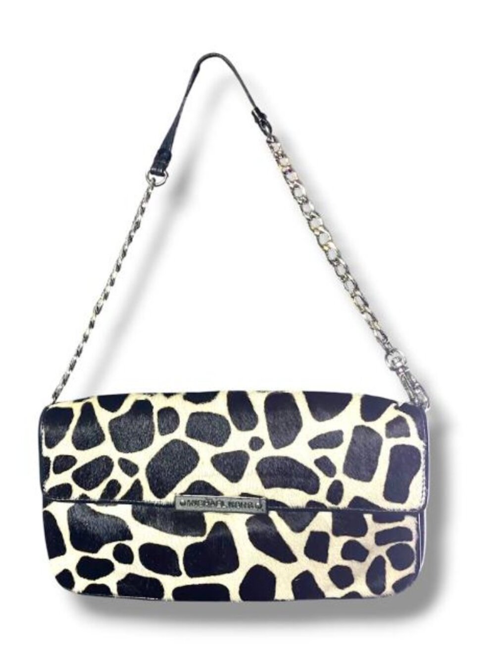 Michael Kors Black White CALF HAIR Clutch Shoulder Bag